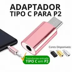 Adaptador Tipo C para P2 3.5mm Áudio Fone Ouvido Alta Qualidade  - Android Compativel Samsung Xiaomi