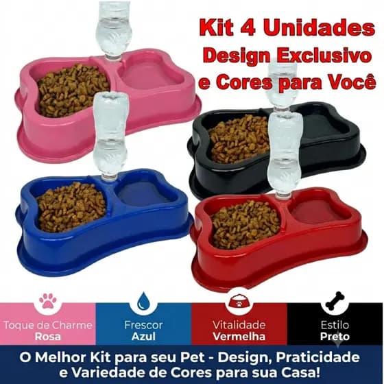 Bebedouro Comedouro Kit 4 ou 6uni comedor anti Formiga Duplo Cachorro Gato