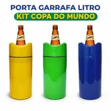 Kit 3 Porta Garrafa Térmica 1 Litro Camisinha Cerveja 1000ml Isopor Copa do Mundo Neymar