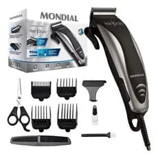 Máquina De Cortar Cabelo E Barba Mondial Cr-02 Com 4 Pentes e Acessórios Lâminas Aço Inox Aparador de Pelos