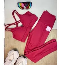 conjunto fitness com bolso cintura alta  suplex 320  academia+mimo