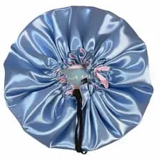 Touca De Cetim Antifrizz Dupla Face Ajustável com Regulador Lua  Azul Beauty Com Bag de Cetim para Transporte.