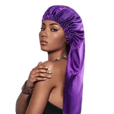 Touca de Cetim Alongada Difusora Anti Encolhimento - Dupla Face Lua Azul Beauty Com Bag de Cetim para Transporte