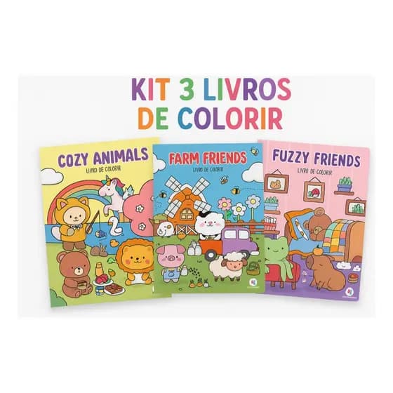 Kit 3 Livros De Colorir Fofos Infantil Adulto 3x 16 Folhas Grossa