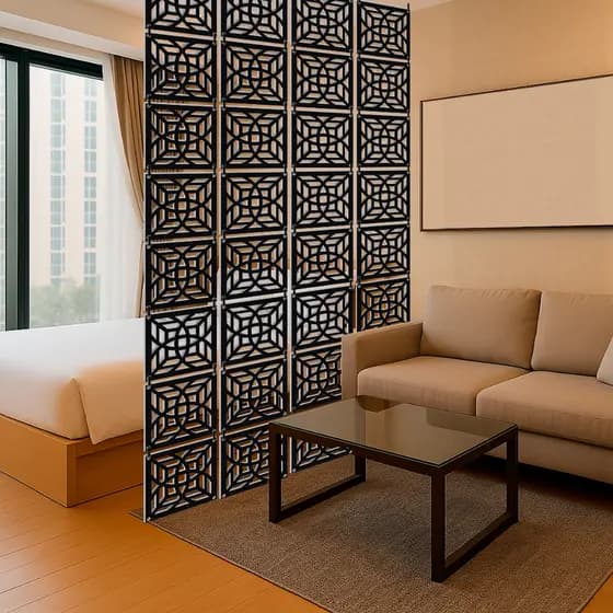 Placas decorativas de MDF na cor preta divisória de ambiente painel premium kit 6 12 18 e 24