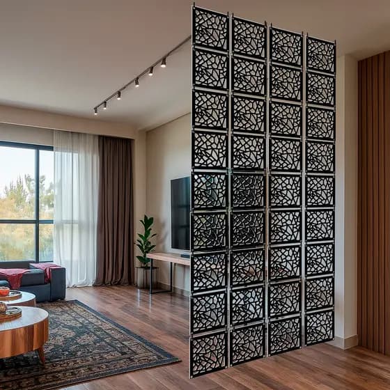 Kit 12 placas decorativas MDF premium cor preto divisória de ambiente sala, cozinha, escritório