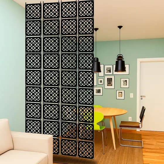 Kit 24 placas decorativas MDF premium cor preto divisória de ambiente sala, cozinha, escritório