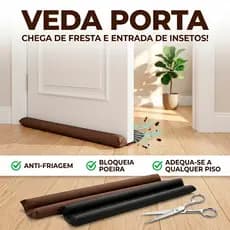 Veda Porta Rolinho Ajustável 80/90cm Protetor Impermeável Vedação Porta Duplo.