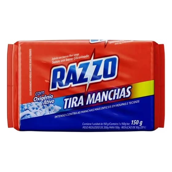 SABÃO EM BARRA TIRA MANCHAS RAZZO 150g