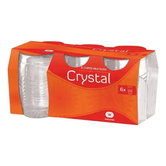 JOGO DE COPOS DE VIDRO CRYSTAL 280ml C/ 6 UNIDADES MULTIUSO LINHA DE COPO WHEATON
