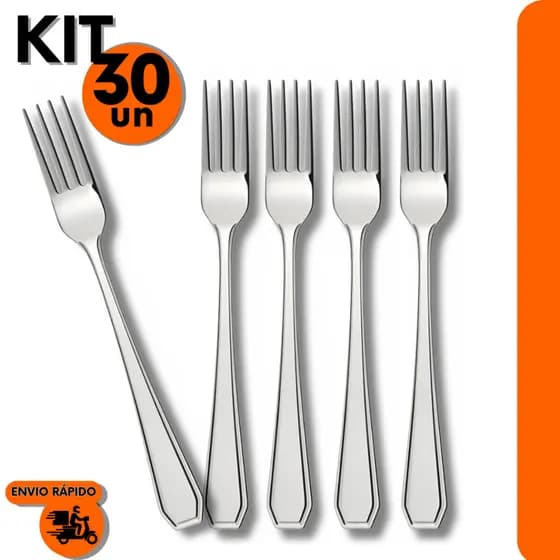 Kit 30 Garfos de Mesa para Jantar Bar Casa e Restaurante