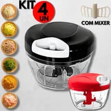 Kit Processador de Alimentos Cebola e Legumes Manual 3 Lâminas em Aço Inox e Mixer P/ Restaurante Casa Bar