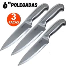 3 Facas Peixeira 6" Polegada Profissional Açougueiro Churrasco Gourmet Texas Premium- Entre as melhores facas de cozinha