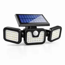 Luminárias 3 Refletor Luz Led Solar Inclinável Ajustável Parede Sensor Presença Ambiente Externo