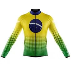Camisa Ciclismo Copa Brasil Ziper Full Fitness Manga Longa Decole Uv Bike Mtb
