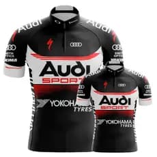 Kit Pai E Filho Camisa Audi Ciclismo Adulto Infantil Bike