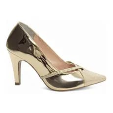 Sapato Scarpin Dourado, Salto 9cm, Ref.: 68008A