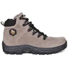 Bota Coturno Masculino Adventure em Nobuck Café ou Camurça Bege/Grafite, forro interno, solado PVC/borracha costurado