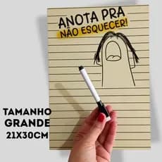 Lousa de Ímã de Geladeira "Anota Pra Não Esquecer" Amarela 21x30cm Com Caneta