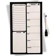 Lousa Magnética 17x28cm Minimalista | Planner Planejamento Semanal e Lista de Compras com Caneta