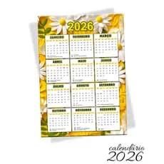 Calendário de Geladeira 2026 MARGARIDAS 21x30cm ímã Magnético Feriados Flores A4