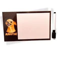 Mini Lousa Planner "ANOTA" Magnética Cachorro Bravo Divertida Lista de Compras, Recados, Lembretes, ímã