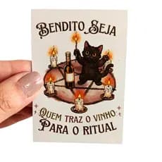 Ímã de Geladeira Gato Bendito Seja Decorativo | Tema Bruxa Místico Engraçado | 6x8,5cm