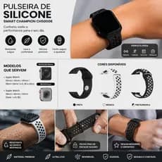 Pulseira Silicone Smart Champion Ch50006 Preta 42Mm/38mm.