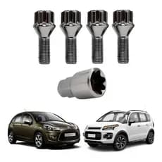 Kit 04 Parafuso Roda + Chave Antifurto 12x1,25 C3 Aircross