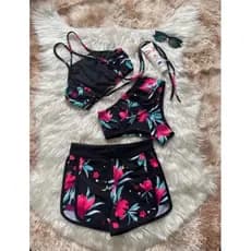 TRIKINI CONJUNTO CRUZADO  3 peças (COM FORRO ) TRIQUINI CRUZADO