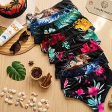 Calcinha de Biquíni Avulsa Cintura Alta com Forro M ao G2 Veste 36 ao 56 Moda Praia Feminina