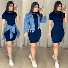 Vestido Gola Alta Com Manguinha Canelado Novidade Moda Feminina