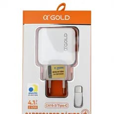 Carregador Ultra Rápido  4.1A com 2 USB + Cabo Tipo-C – Bivolt Certificado Anatel Alta Performance