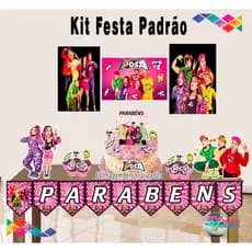 Grupo dos Rosa Kit Festa para Decoração de Aniversário Padrão Emily Vick Katlen Envio Rápido