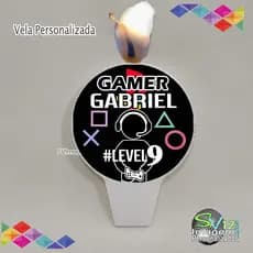 Festa Gamer Vela de Aniversário Personalizada para Decoração de Bolo Envio Rápido