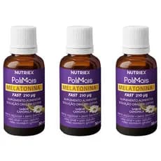 Kit 3 Melatonina Polimais Fast Gotas 30 ml Sabor Camomila 0,21mg