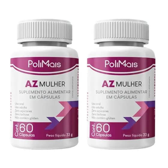 Kit 2 Vitaminas para Mulher A a Z Polimais 120 Cápsulas – Energia, Cabelos, Pele e Bem-Estar