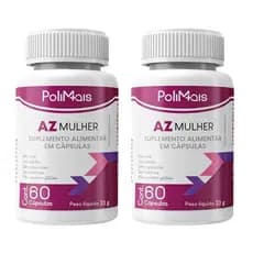 Kit 2 Vitaminas para Mulher A a Z Polimais 120 Cápsulas – Energia, Cabelos, Pele e Bem-Estar