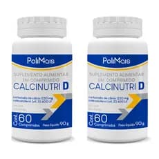 Kit 2 Vitaminas D para Ossos - Calcinutri D 1250MG + 400UI 120 Cápsulas