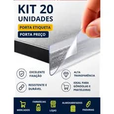 Kit 20 Régua Porta Etiqueta Identificador de Preço para Gôndolas, Lojas e Mercados