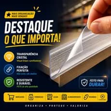 Kit Réguas Porta Etiqueta Identificador de Preço para Gôndolas, Lojas e Mercados