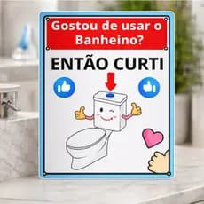 Kit 2 Placas Sinalização Identificação Aviso Utilizar Banheiro Urinar Xixi Cocô Masculino Feminino Unissex Descarga
