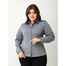 Camisa Camisete Manga Longa Tons de Jeans Plus Size| Blusa Feminina| Social