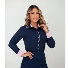 Camisete Camisa Manga Longa detalhe 2 Golas| blusa feminina| moda social| Evangelico