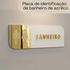 Placa Identificação de Ambiente Acrílico Espelhado 30x10cm | Escritório Banheiro |Prata Dourado Rosé