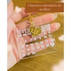Chaveiro Calendário em Acrílico Personalizado com Nome ou Iniciais | Data Especial Gravado a Laser