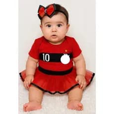 Body Bebê Infantil Time Vermelho e Preto  carioca fantasia futebol Menina