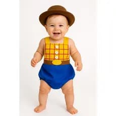 Banho de sol Fantasia Mesversario Temático Woody toy story + chapéu