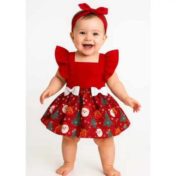 Romper Salopoete, Vestido Natal Bêbe Menina tematico ate 1 ano e meio ensaio fotografico