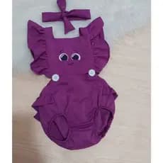 Romper Salopete Temática Mesversario  Bebê  Infantil menina Bolofofo roxo